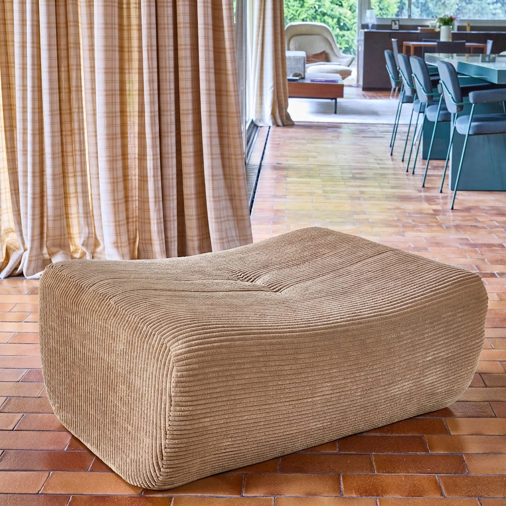 Poggiapiedi per poltrona sokol in velluto a coste, beige scuro