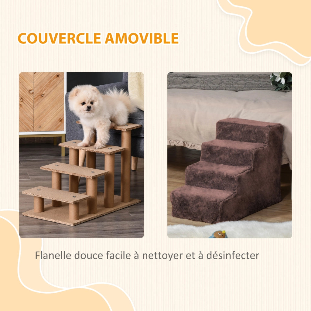 Scala per Cani e Gatti 4 Gradini Antiscivolo ¨C Xylo ¨C Marrone 60x35x44 cm