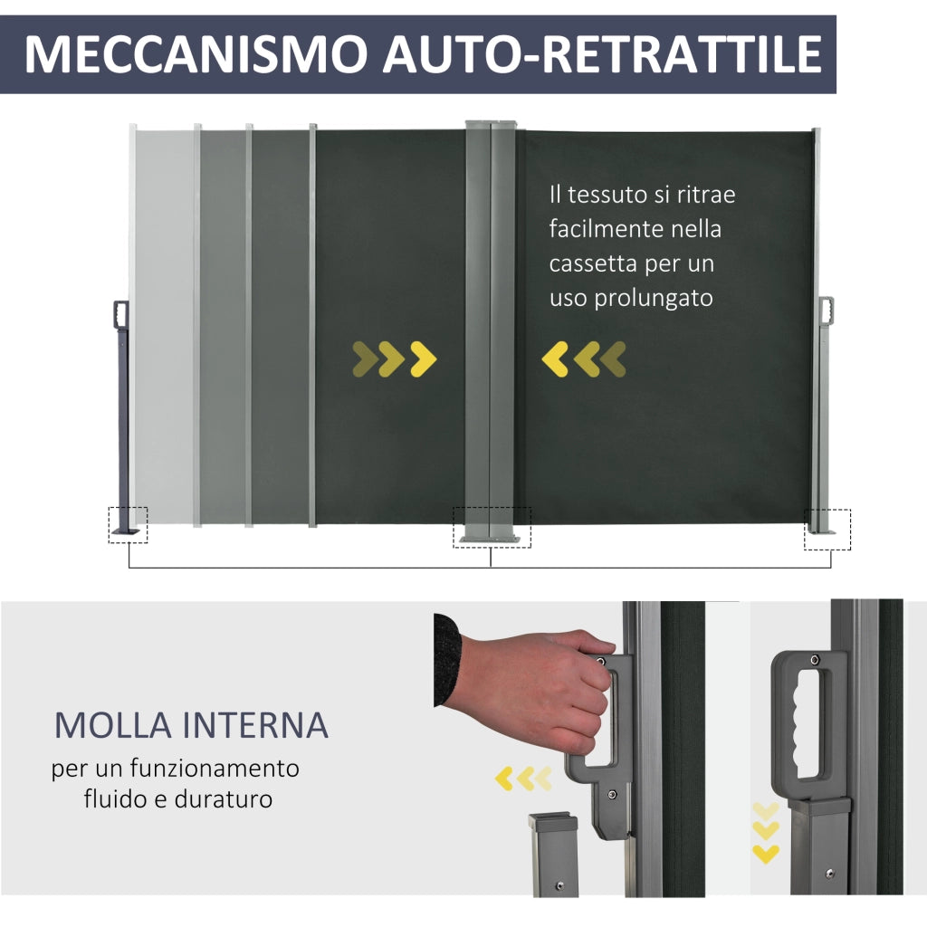 Divisore da Giardino in Poliestere e Metallo Regolabile ¨C zephmum ¨C Grigio 600x180 cm