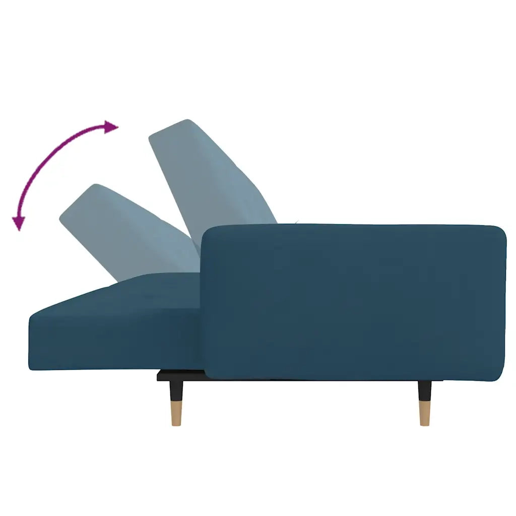Divano letto | Sof¨¤ letto | Letto singolo a 2 Posti con 2 Cuscini Blu in Velluto
