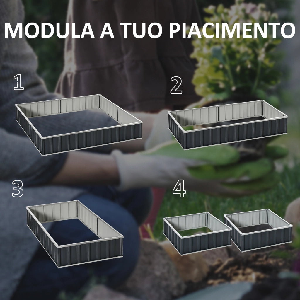 Aiuola Rialzata Modulare per Giardino ¨C Zephmum ¨C Acciaio Zincato Grigio Scuro 258x90x30 cm