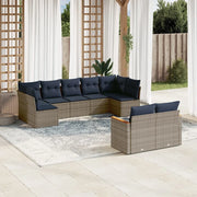 Set Divani da Giardino 9 pz con Cuscini Grigio in Polyrattan 3226292