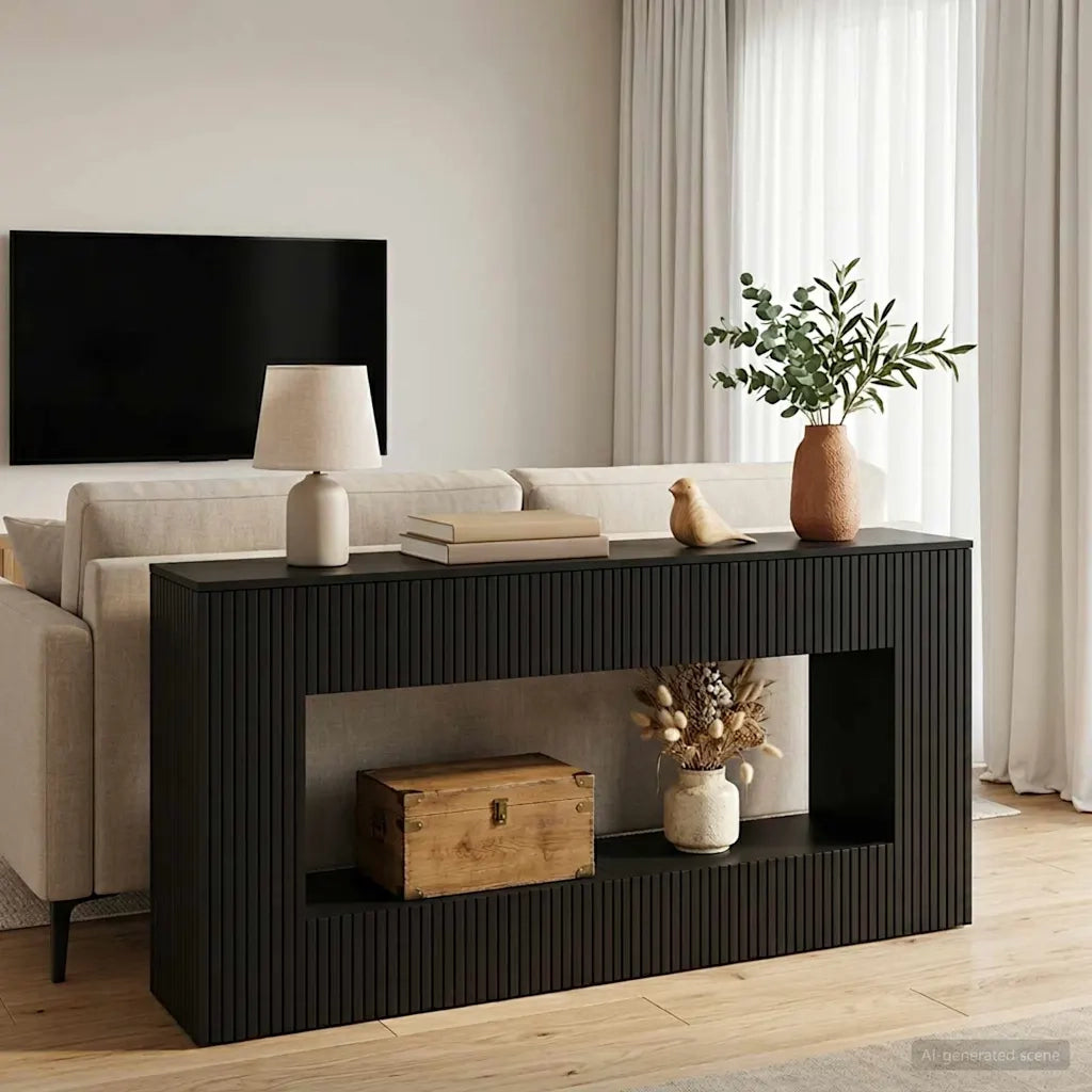 Tavolo consolle Nero 155 x 29 x 74 cm Legno ingegnerizzato 899887