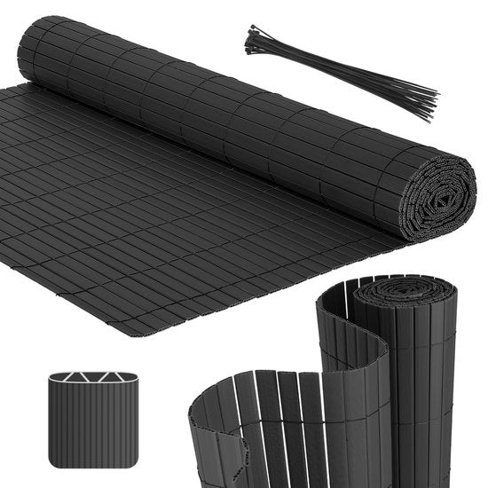 Schiacciatrice per giardino e balcone 0,9x3m - protezione di visuale - per esterno giardino e balcone - grigio 2pz