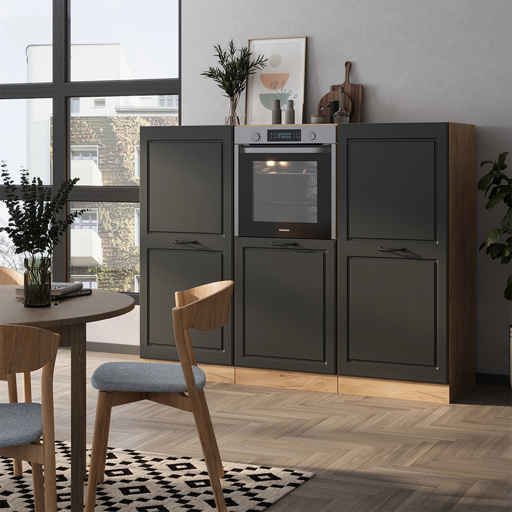 Vicco Cucine componibili piccole Antracite casa di campagna/rovere dorato 180 cm senza piano di lavoro
