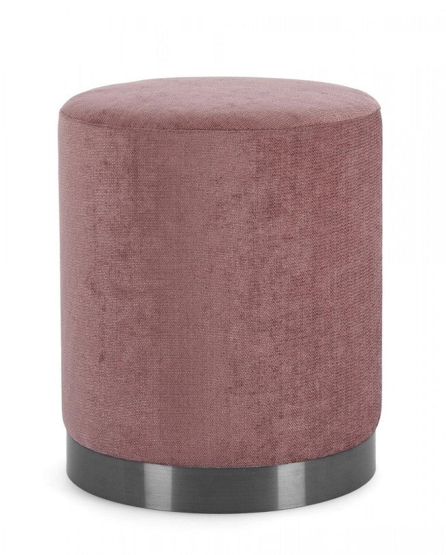 Pouf Ø 35x42 cm Ernestine in Tessuto Rosa