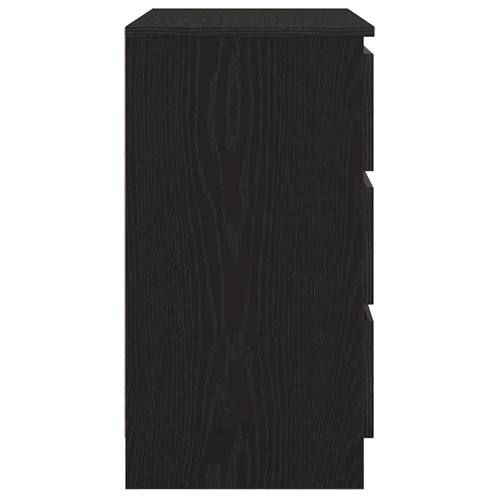 Credenza con Cassetto Rovere Nero 71x35x65 cm Legno Multistrato