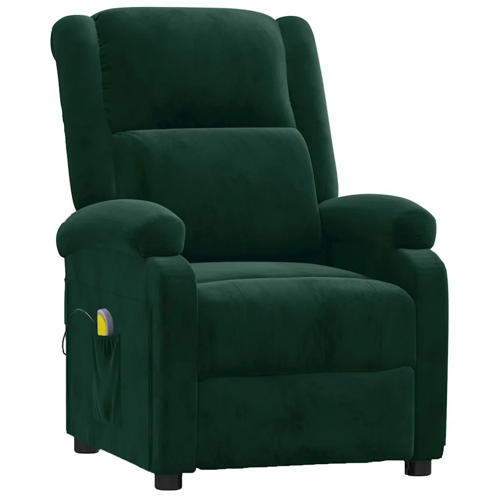 Poltrona Massaggiante Verde Scuro in Velluto 342412