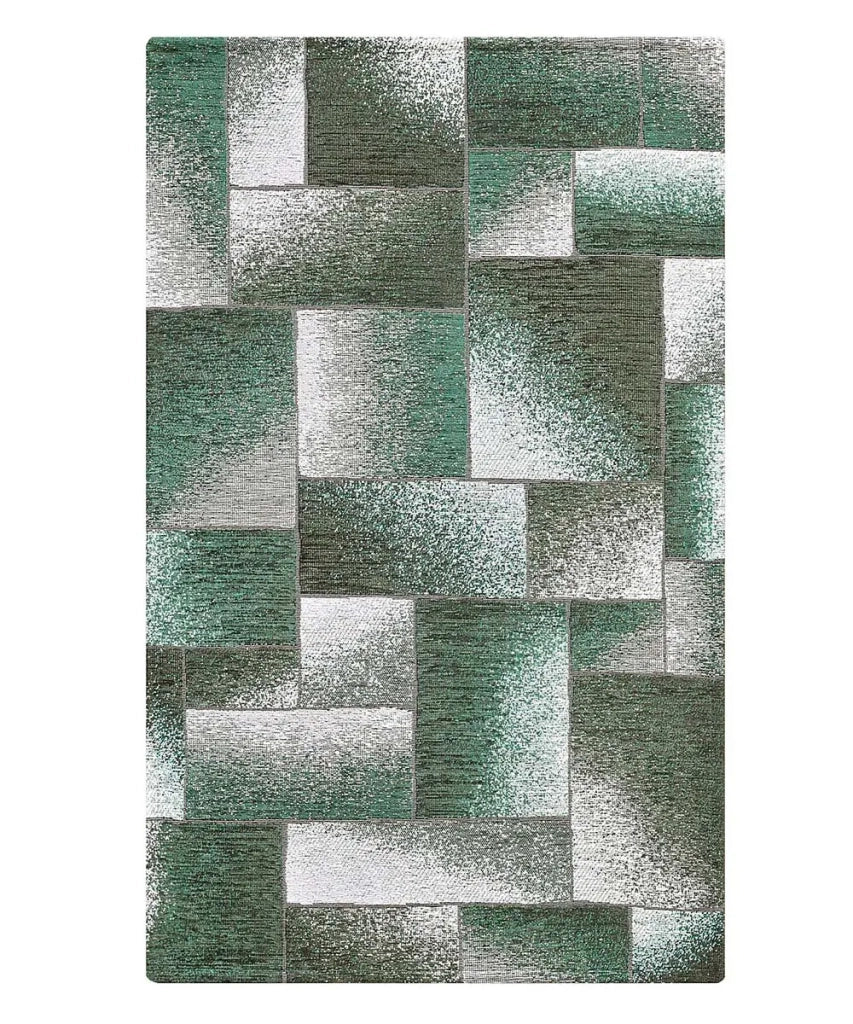 Tappeto Arredo TETRIX VERDE salotto soggiorno camera, disegno geometrico stile mondrian arte moderna, multiuso lavabile antiscivolo cm.115x175