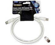 Cavo antenna tv spina/presa bianco 1,5m + adattatore spina/spina