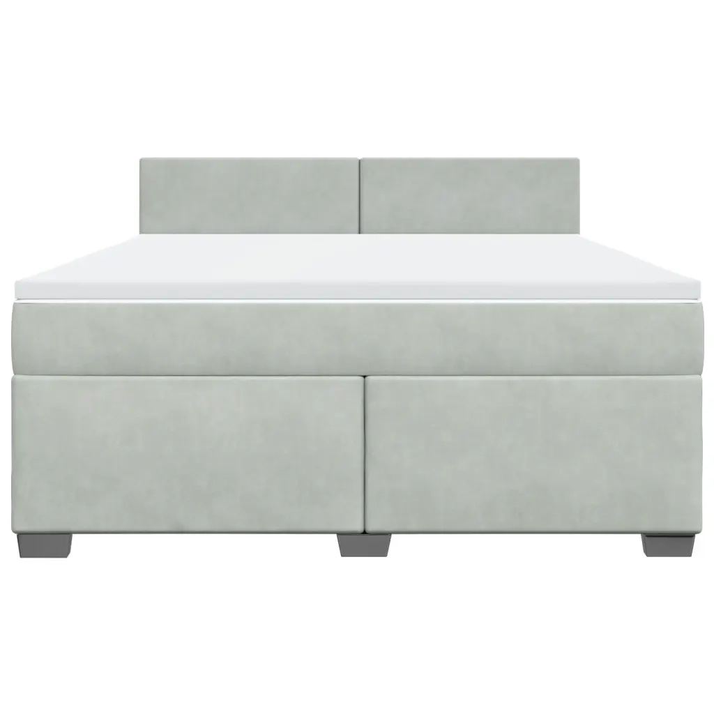 Giroletto a Molle con Materasso Grigio Chiaro 180x200cm Velluto