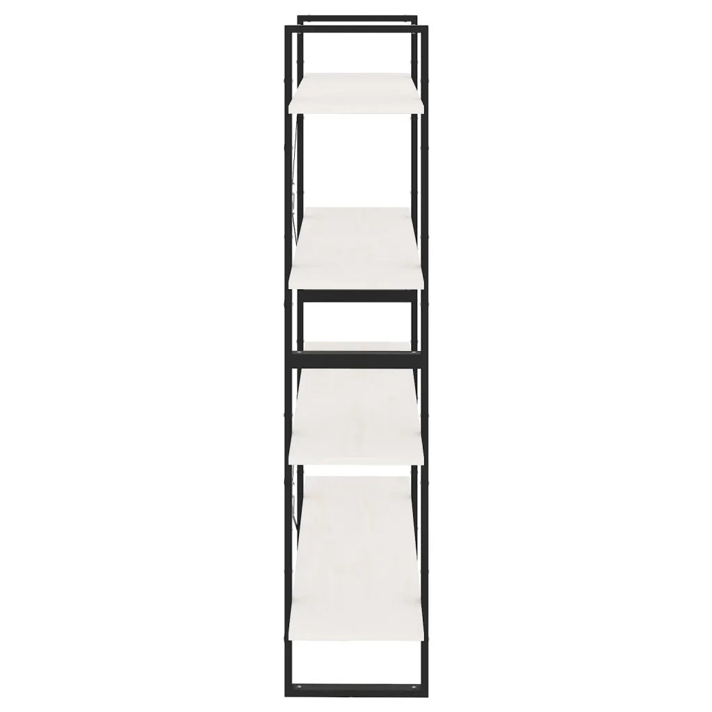 Libreria a 4 Ripiani Bianca 100x30x140 cm in Massello di Pino