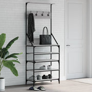 Appendiabiti con Porta Scarpe-Scarpiera con Appendiabiti Grigio Sonoma 70x34x184 cm
