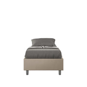 BS COM Letto singolo con rete imbottito 80x200 similpelle tortora