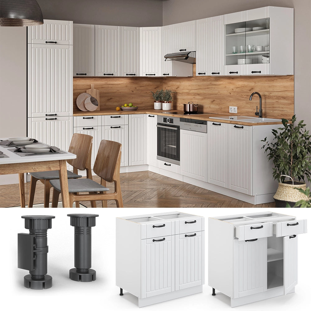 Vicco Mobiletto base per cucina Bianco casa di campagna 80 cm senza piano di lavoro