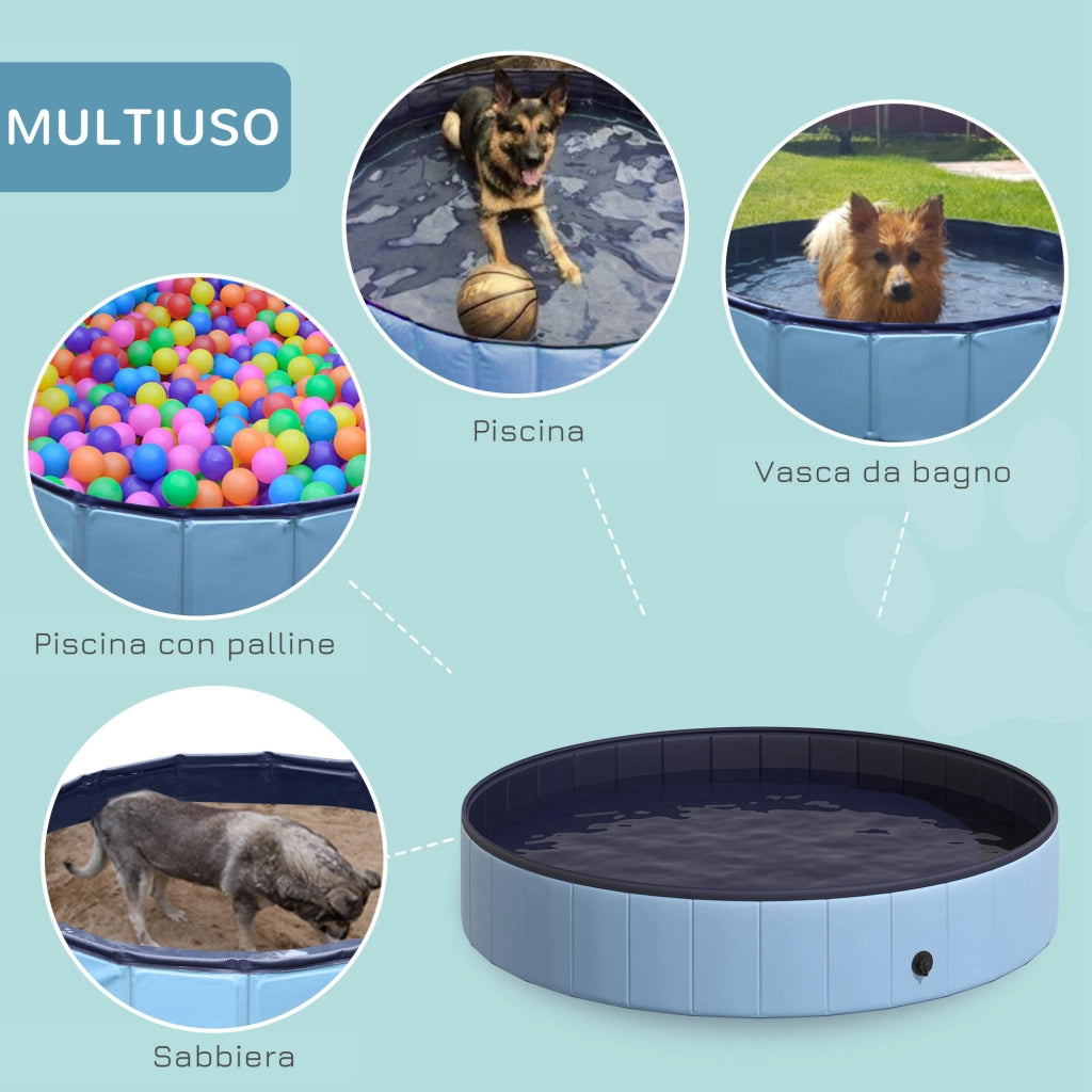 Vasca da Bagno Pieghevole per Cani e Animali Domestici ¨C Zephmum ¨C PVC Azzurro ¦µ160x30cm