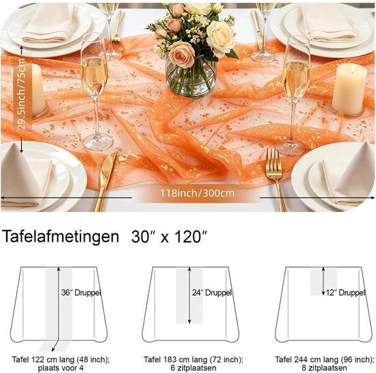 Tavolo da Pranzo in Poliestere Luce 75 x 300 cm - Tavolo da Pranzo Veloce e Stile - Adatto per Feste - Bordo Senza Rabbocco - Tavolo da Pranzo con Copertura