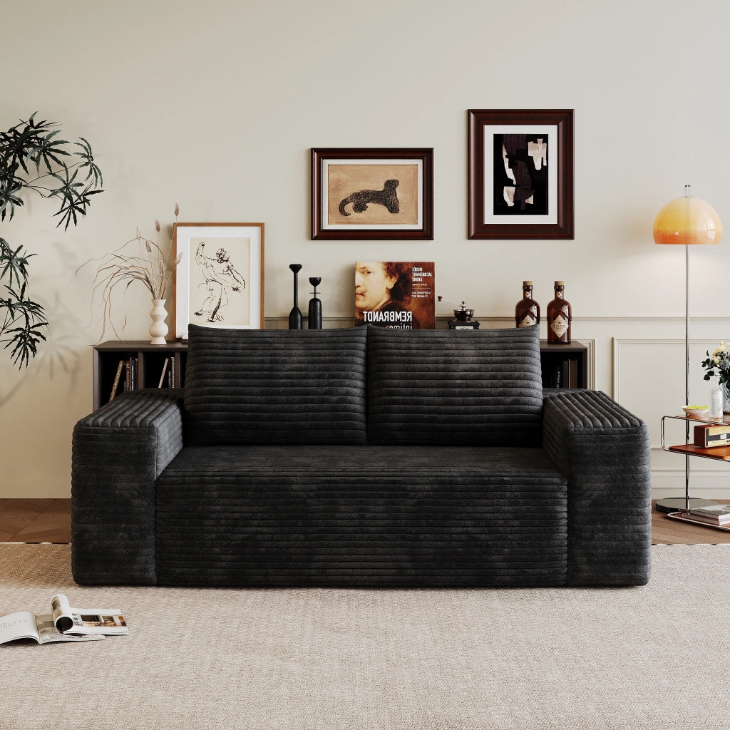 DIVANO modulare senza montaggio 95x34,5x34,5 cm tessuto nero