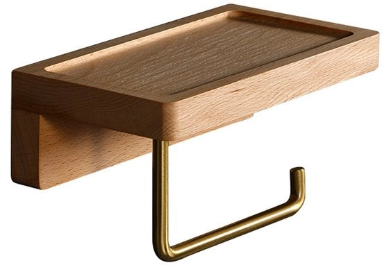 Supporto per Cartucce da Bagno in Legno di Noce e Faggio senza Fori - Supporto per Cartucce da Bagno in Legno da Appendere al Muro per Bagno e Cucina