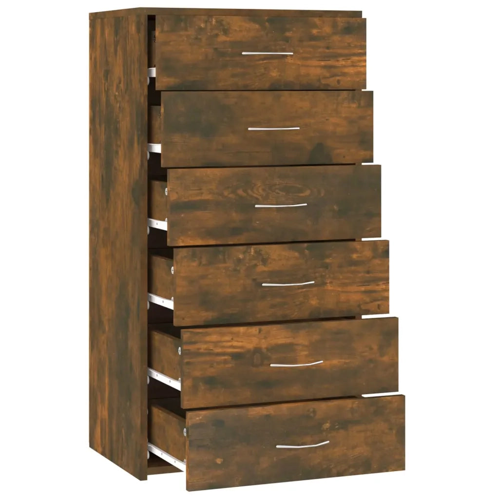 Credenza 6 Cassetti Rovere Fumo 50x34x96cm in Legno Multistrato 815363