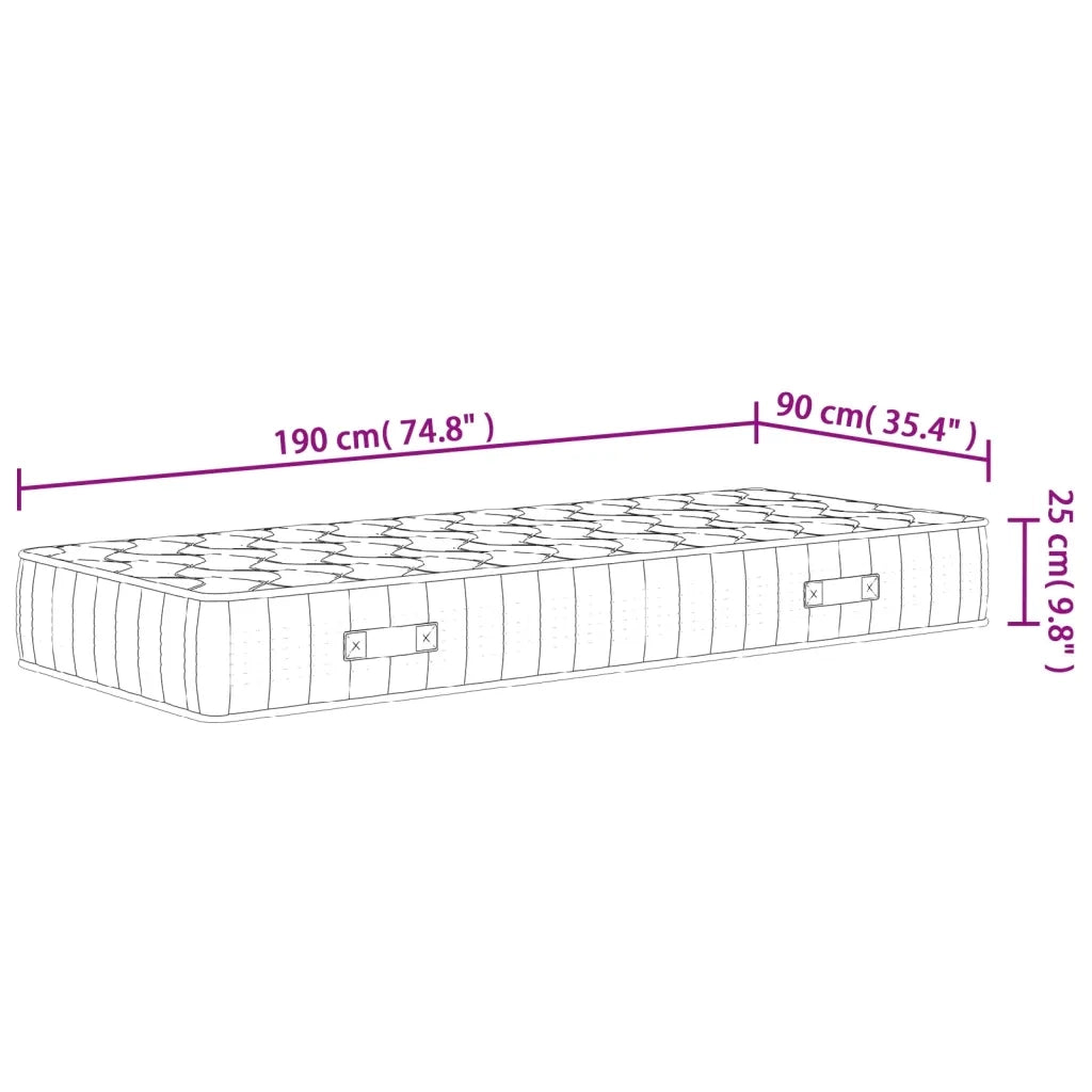 Materasso Molle Insacchettate Medio Rigido 90x190cm Single Size 372826