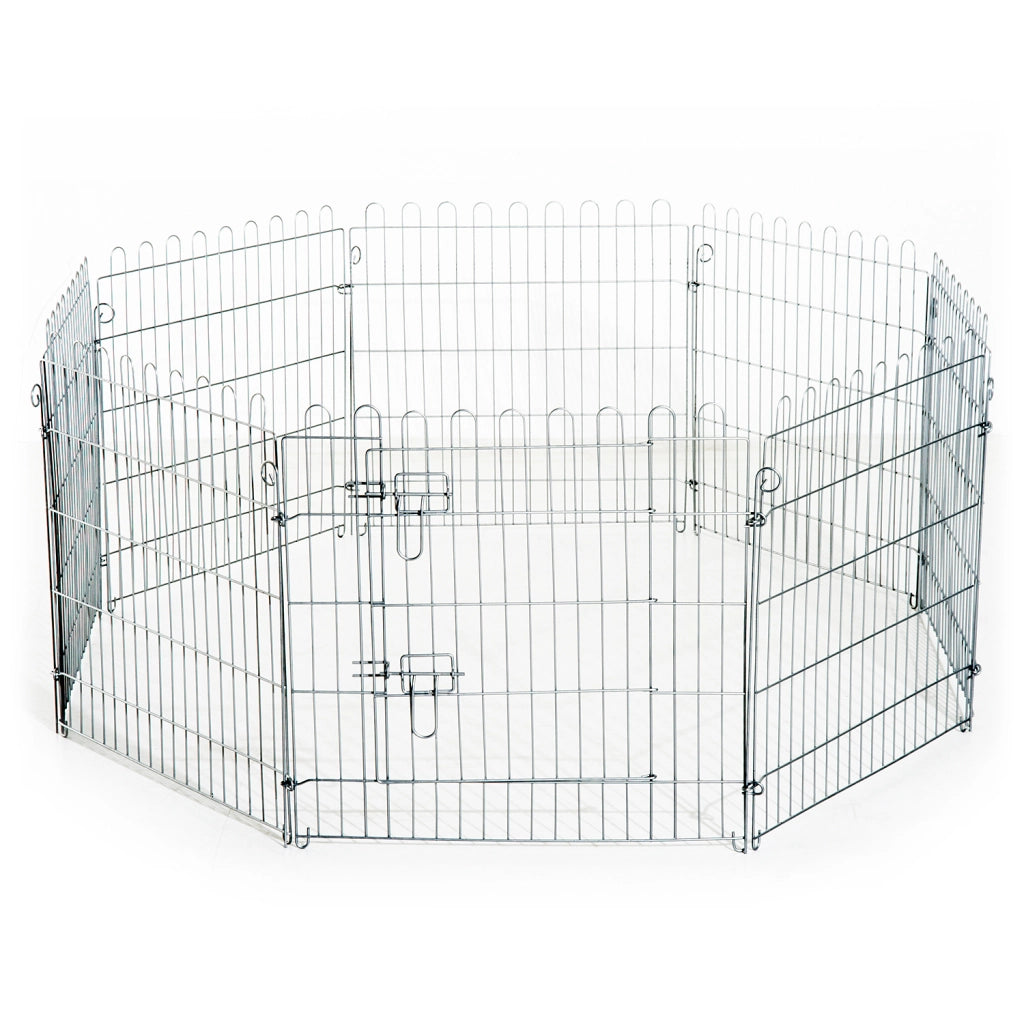 Recinto per cani pieghevole 8 pezzi con porta ¨C zephmum ¨C grigio 63x60 cm