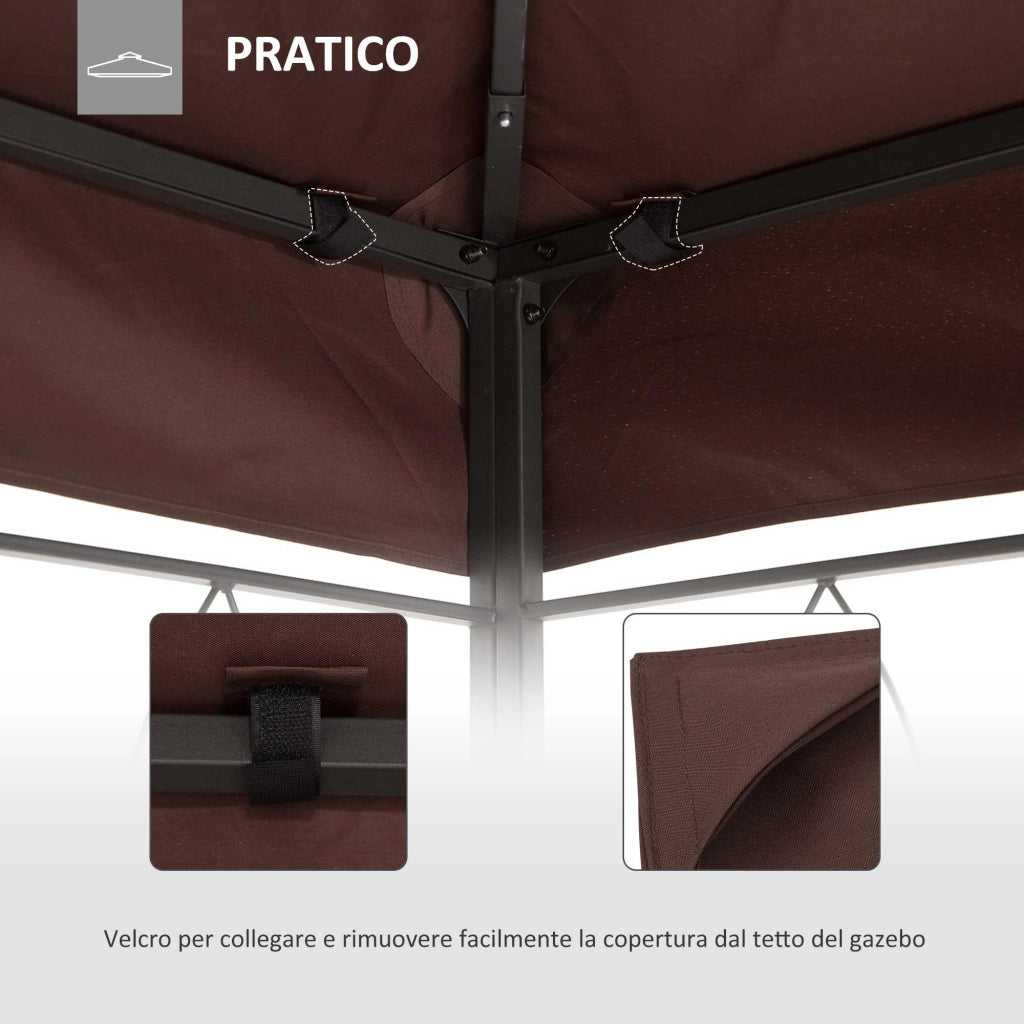 Easycomfort Copertura per Gazebo da Giardino Tetto Sostitutivo Anti-UV Impermeabile in Poliestere 3x4m, Marrone