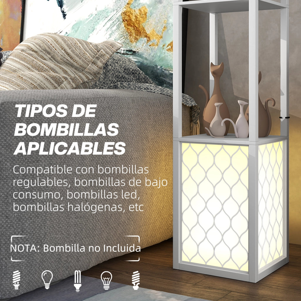Lampada da Terra con Ripiani ¨C Xylo ¨C Bianco 26x26x156 cm