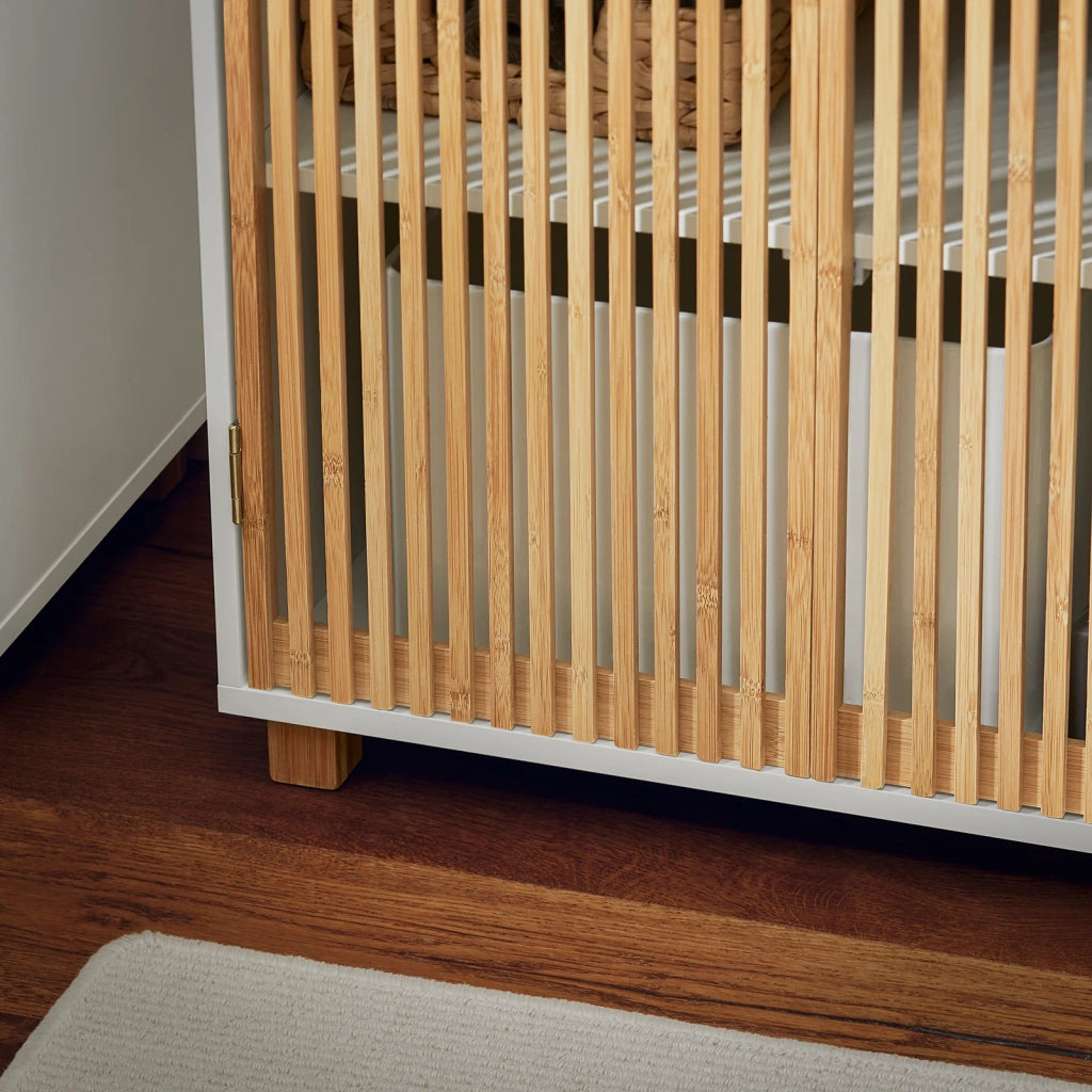 Mobile Sottolavabo Con Due Ante In Bambù Mobile Base Mobiletto Del Bagno Senza Lavandino Bianco-Naturale 60x33x60cm BZR125-W SoBuy