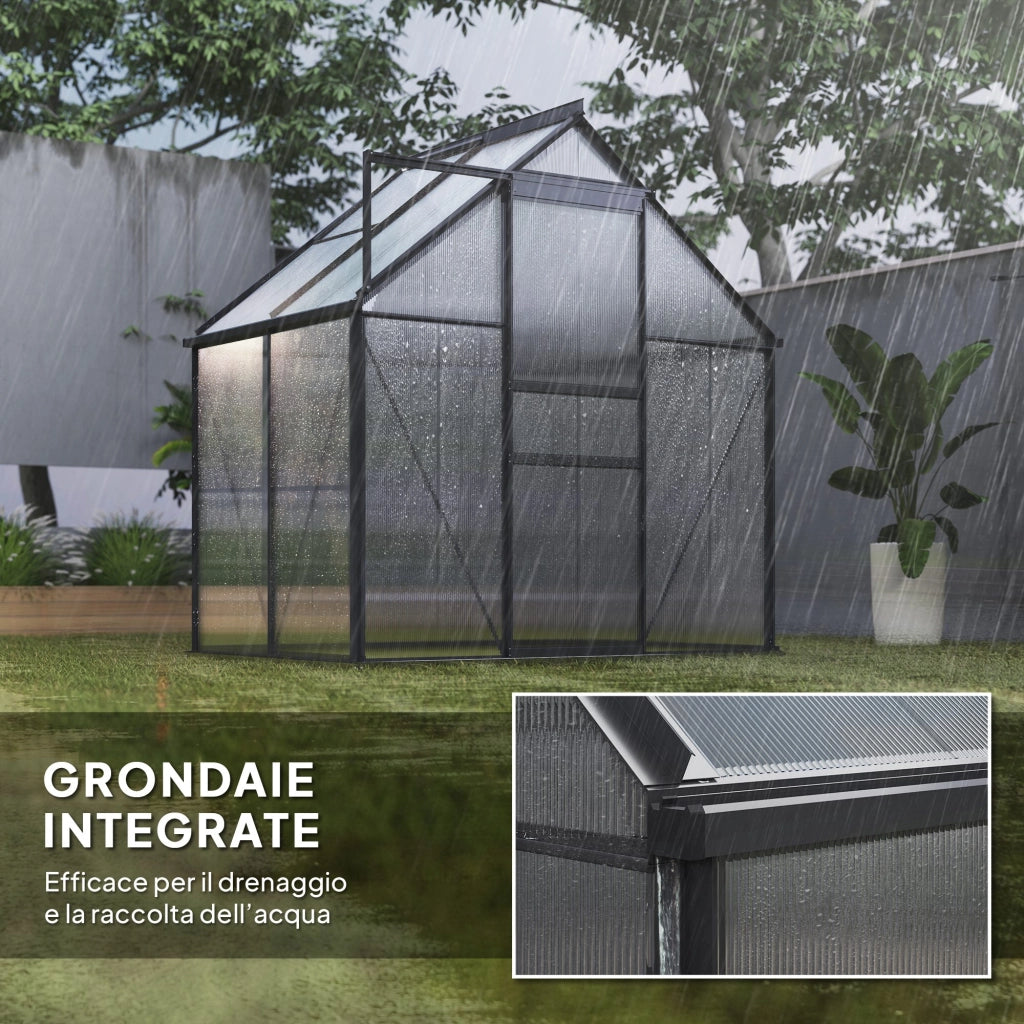 Serra da Giardino in Policarbonato e Alluminio ¨C zephmum ¨C Grigio 192.5x131x200 cm