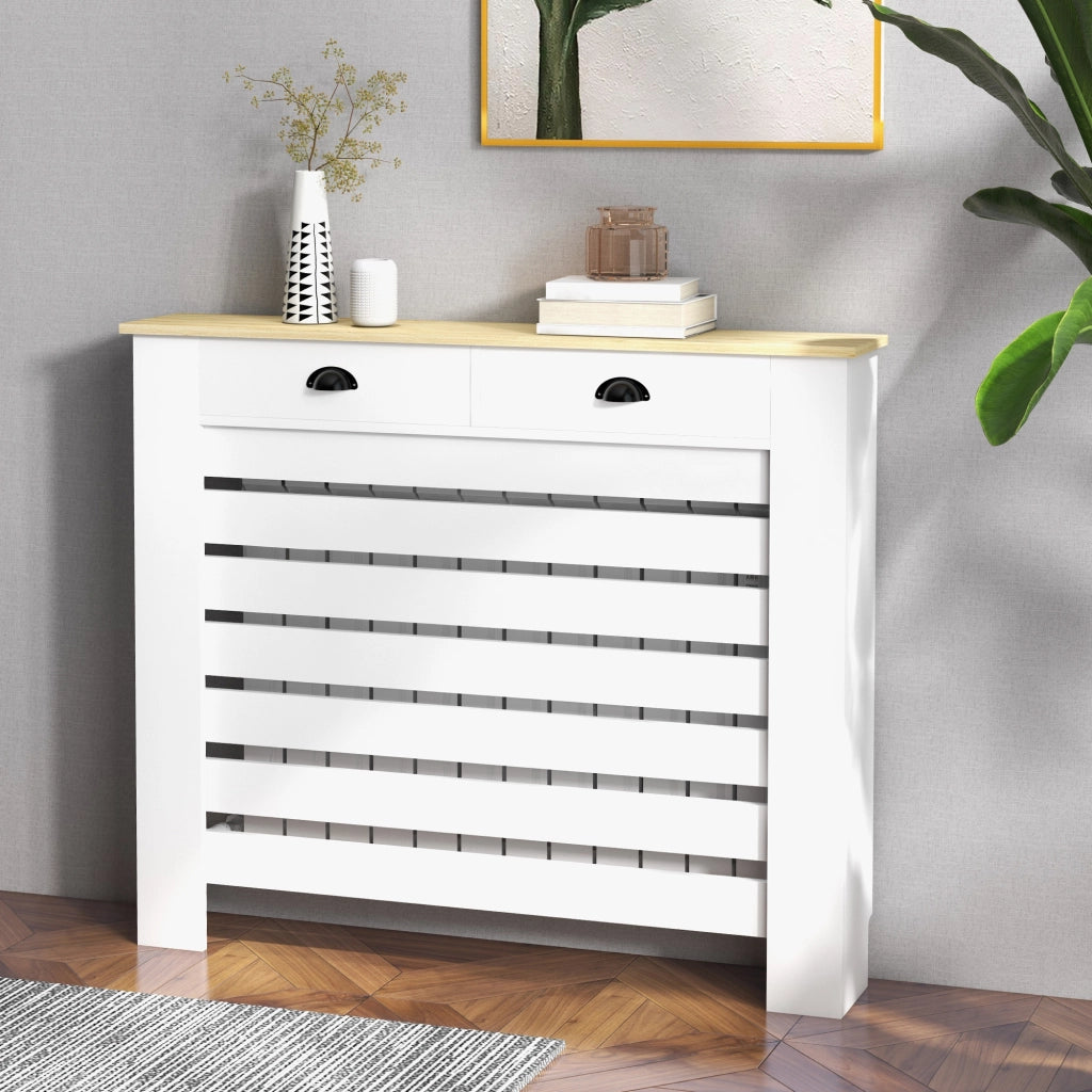 Copriradiatore con 2 cassetti in legno ¨C zephmum ¨C 111x19.5x95.5 cm bianco
