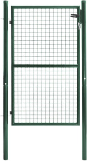 Cancello da giardino in acciaio verde 105 x 150 cm con serratura e maniglia