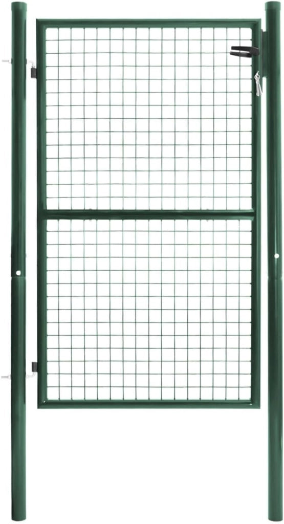 Cancello da giardino in acciaio verde 105 x 150 cm con serratura e maniglia