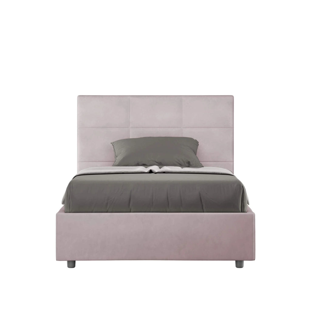 Letto una piazza e mezza senza rete imbottito 120x200 microfibra glicine Mika