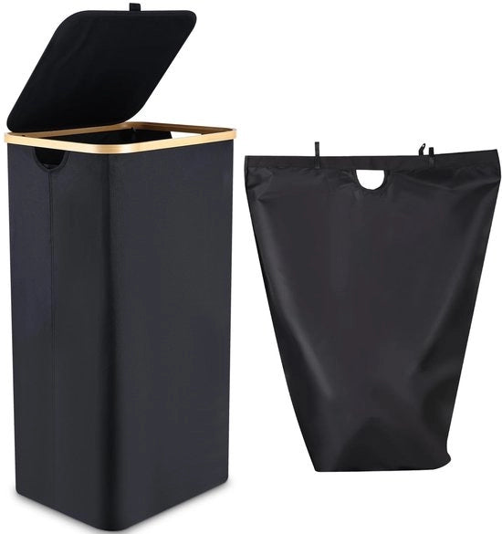 Asciugamano con coperchio 100L, asciugamani con manico di bambù e tasca interna, asciugamano di bambù, grande capacità, asciugamani, asciugamani pieghevoli per la stanza da bagno, la camera da letto, la cucina