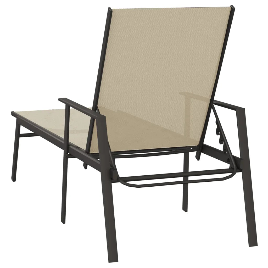 Lettino Prendisole in Acciaio e Textilene Crema 317597