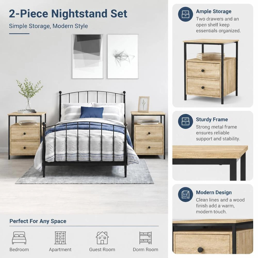 Bedside Tables 2 Pcs. Sonoma Oak 44x45x60 Cm Wood Material