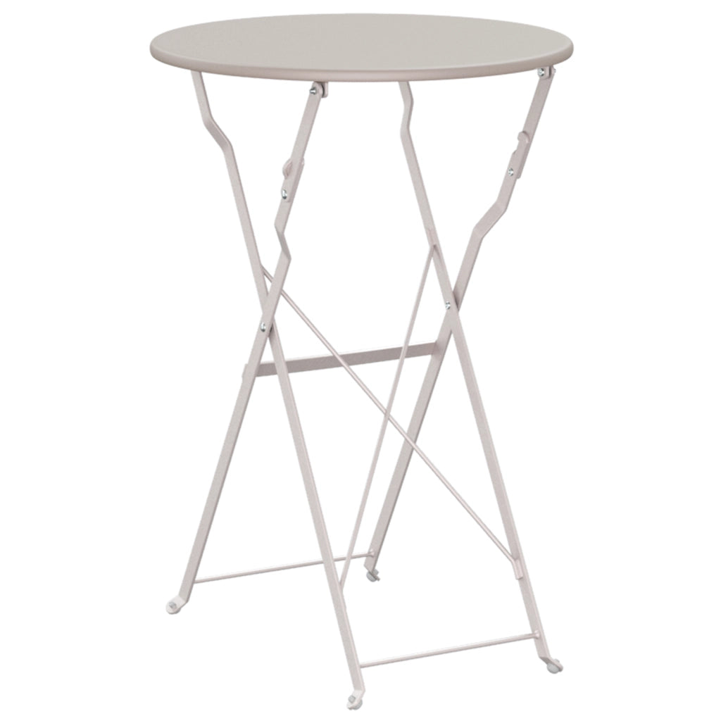 Tavolo da Bistrot Pieghevole Beige Ã˜50x71 cm in Acciaio Zincato