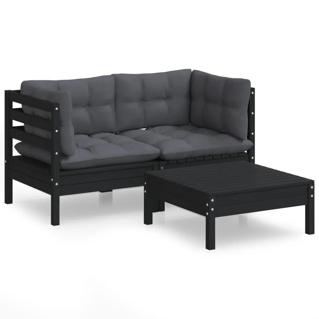 Set Divani da Giardino 3 pz con Cuscini Legno Massello di Pino cod mxl 44127