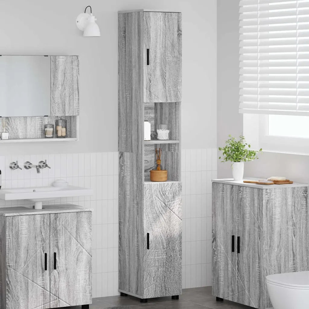 Mobile da Bagno con porta Grigio Sonoma 30 x 35 x 192 cm 883340