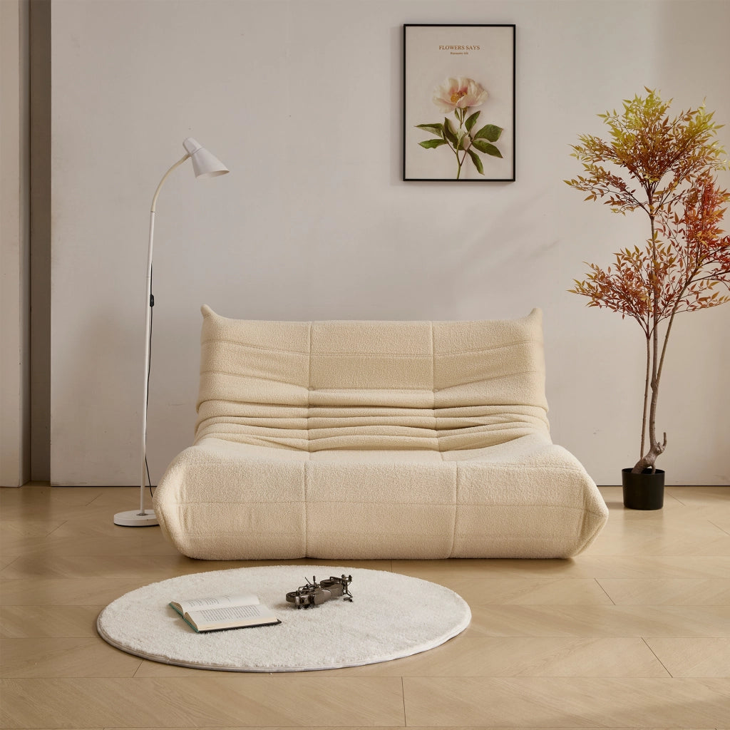 Divano lounge in velluto teddy beige 149x114x82 cm