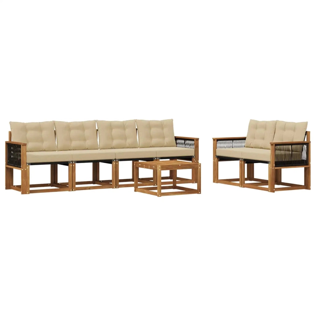 Set di divani da esterno 7 pz Naturale e Beige 3381793