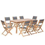 Set da pranzo da giardino Tavolo in marrone chiaro di acacia 8 sedie 9 pezzi