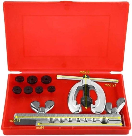 Kit di strumenti per affacchiare tubi in acciaio, 9 pezzi set con scatola di trasporto - per la riparazione di auto e biciclette.