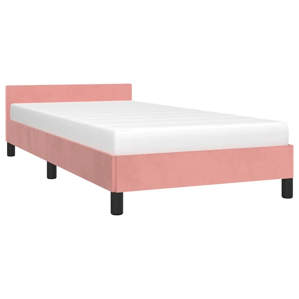Giroletto con Testiera senza Materasso-Struttura Letto Rosa 100x200 cm Velluto
