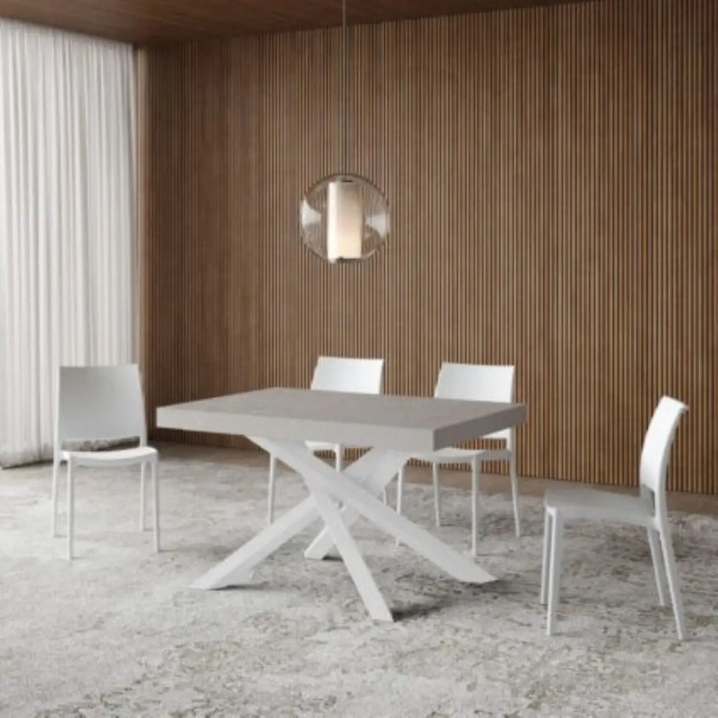 Tavolo allungabile 120/380x90 cm Volantis cashmere gambe bianche