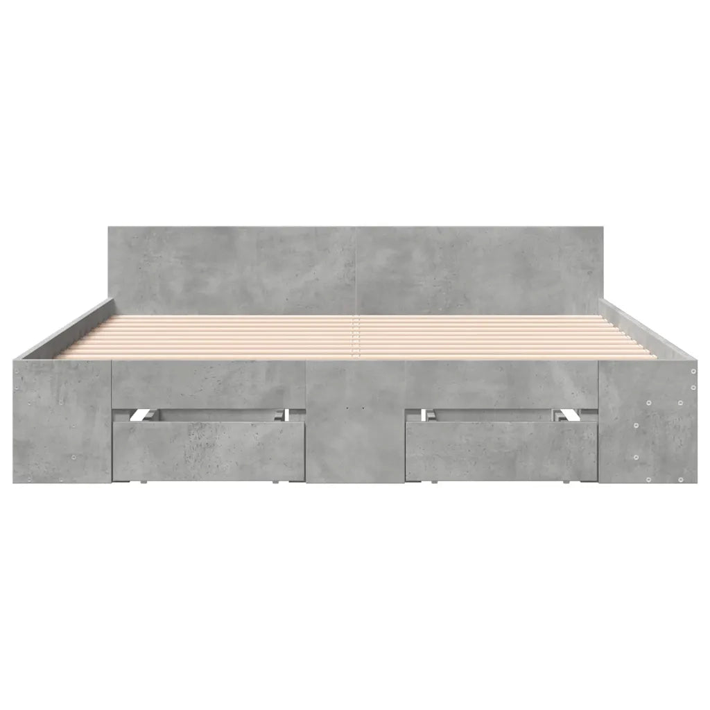 Giroletto Cassetti Grigio Cemento 160x200 cm Legno Multistrato 3280737