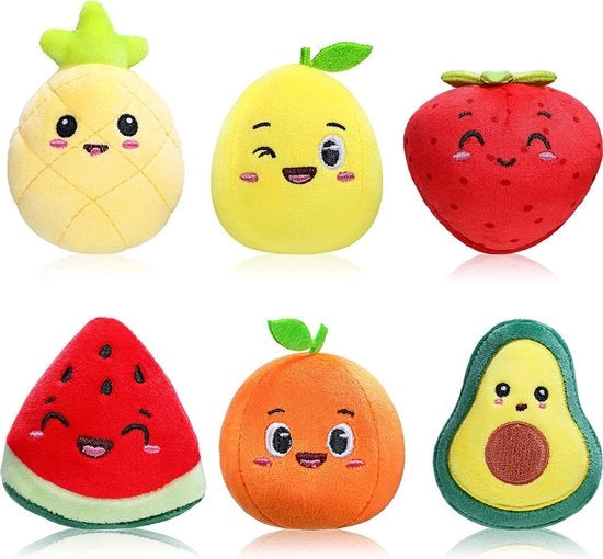 6 pezzi di chiave colorata 3.15 pollici morbide e pieni di pluche di frutta - avocado, lamponi e arancia