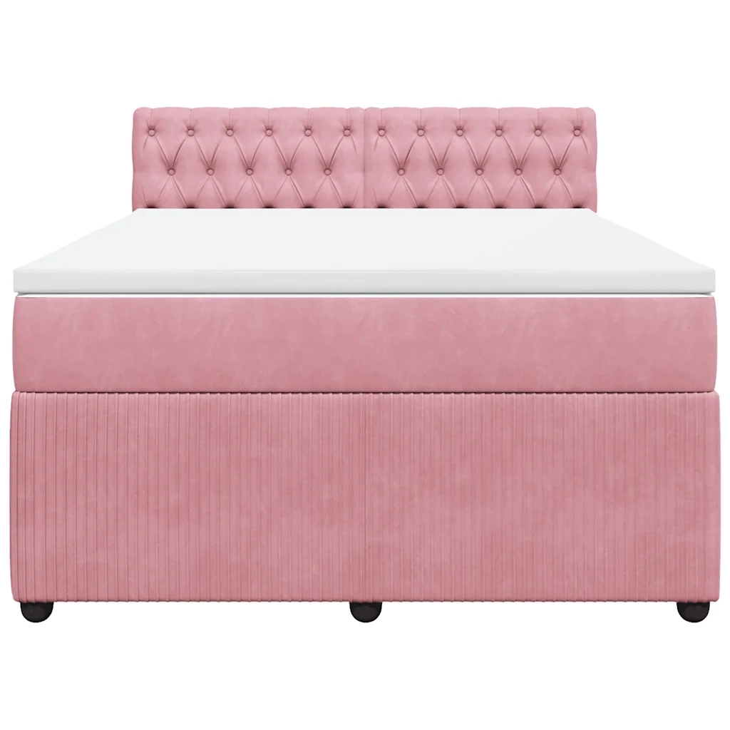 Giroletto a Molle con Materasso Rosa 160x200 cm in Velluto 3287793