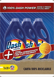 DASH LIQUIDO LAVATRICE TRIPACCO POWER 20 LAVAGGI X3 CAPI COLORATI